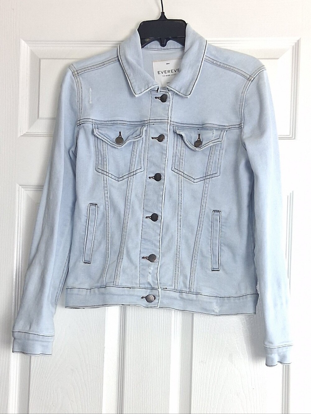 Evereve "The Ever Jacket" Light Wash Blue Denim Jean Jacket